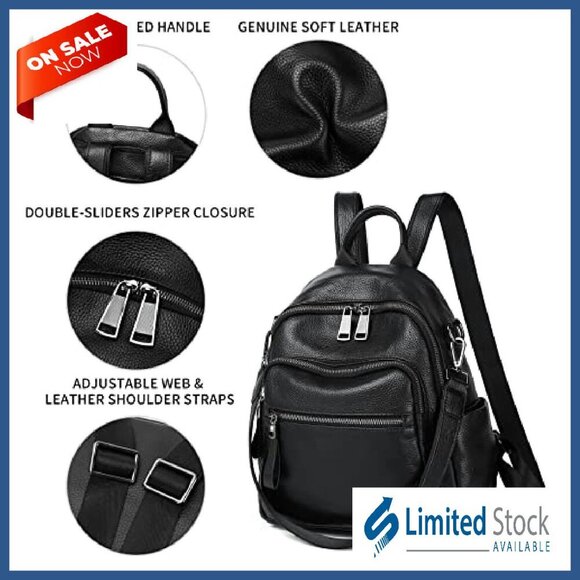 black backpack leather backpack Full Grain Men's Business 14 inch Laptop Leather Work Backpack School Backpack Fan lightweight Italian pebbled leather American Tourister Laptop Backpack COLOR:909-RIPPLE
